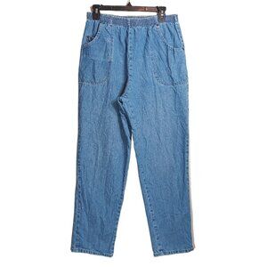 Cabin Creek Pull On Jeans Womens 12 Petite Light Wash Elastic Waistband Straight